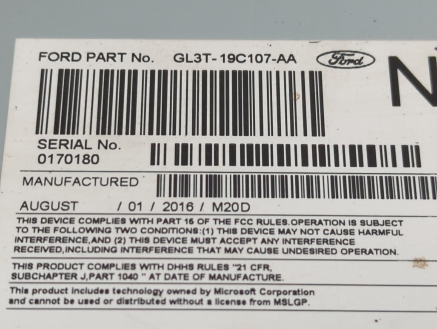 2016 Ford F-150 Radio AM FM Cd Player Receiver Replacement P/N:GL3T-19C107-AA Fits OEM Used Auto Parts - Oemusedautoparts1.c