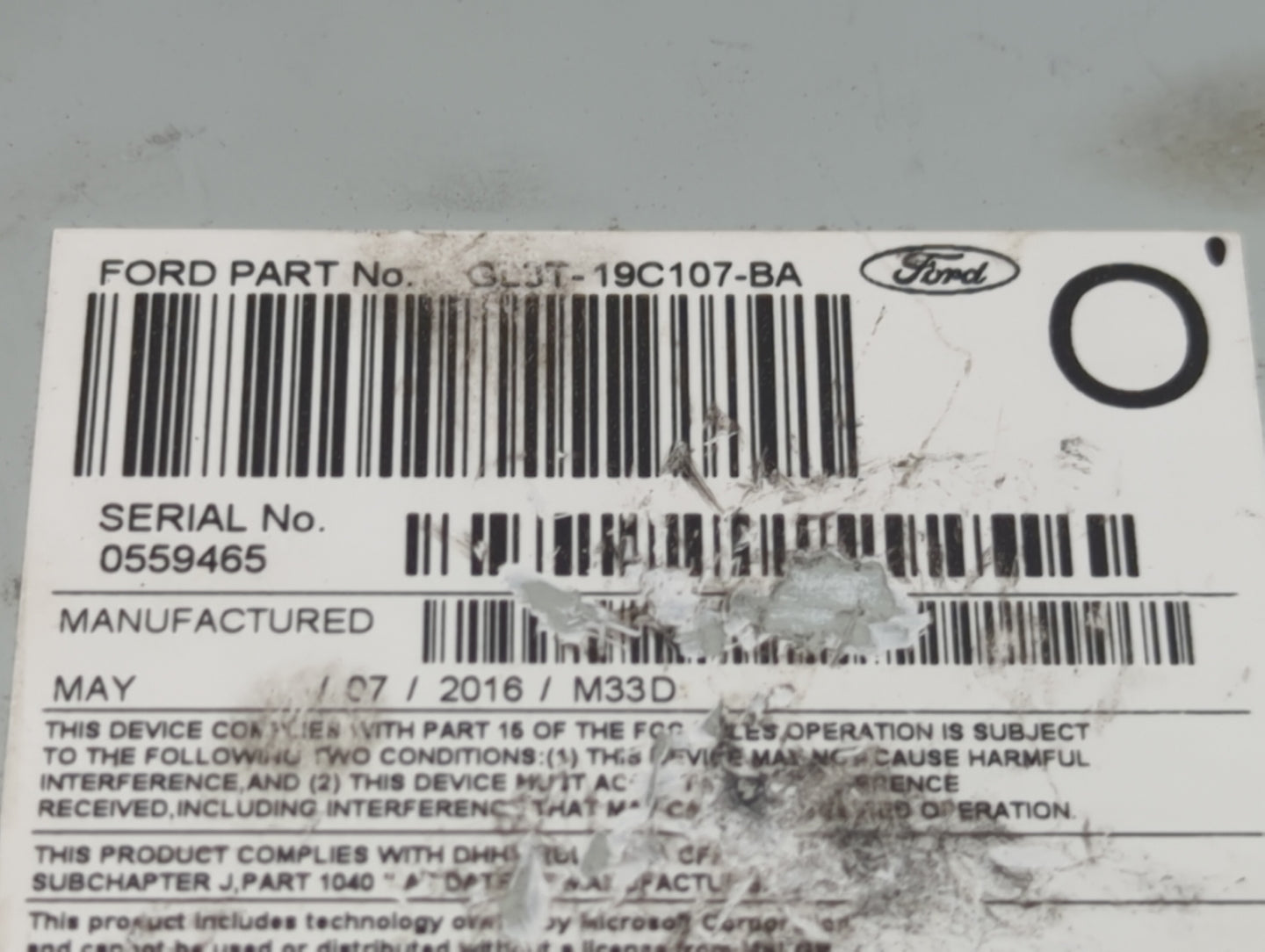2016 Ford F-150 Radio AM FM Cd Player Receiver Replacement P/N:GL3T-19C107-BA Fits OEM Used Auto Parts - Oemusedautoparts1.c