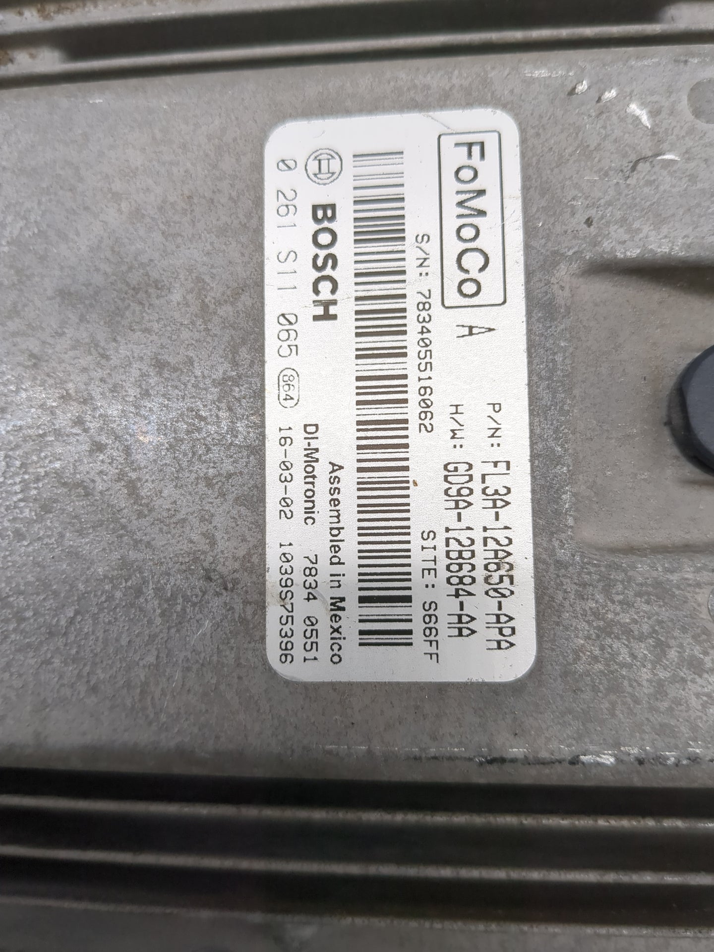 2015-2017 Ford F-150 PCM Engine Control Computer ECU ECM PCU OEM P/N:FL3A-12A650-APA 0 261 S11 065 Fits OEM Used Auto Parts 
