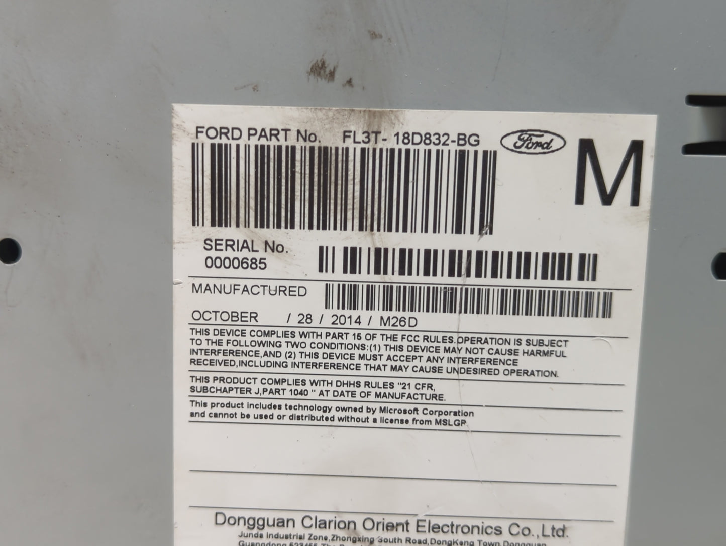 2015-2016 Ford F-150 Radio AM FM Cd Player Receiver Replacement P/N:RU-9463P-A FL3T-18D832-BG Fits Fits 2015 2016 OEM Used A