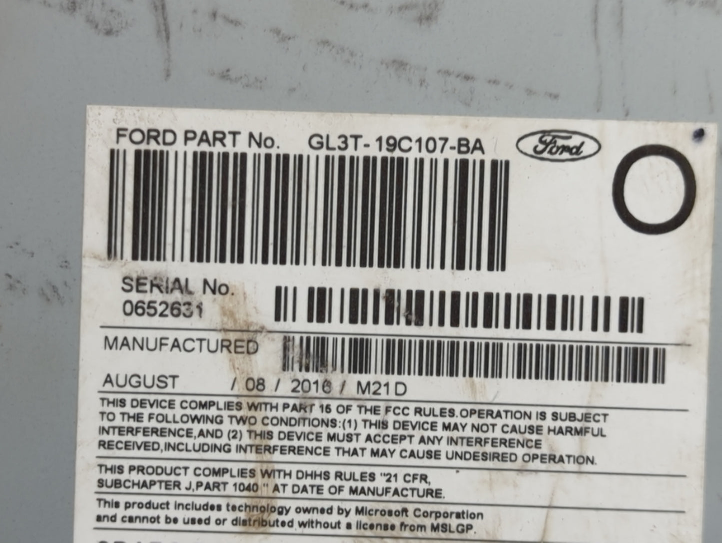 2016 Ford F150 Radio AM FM Cd Player Receiver Replacement P/N:PU-3640P-C GL3T-19C107-BA Fits OEM Used Auto Parts - Oemusedau