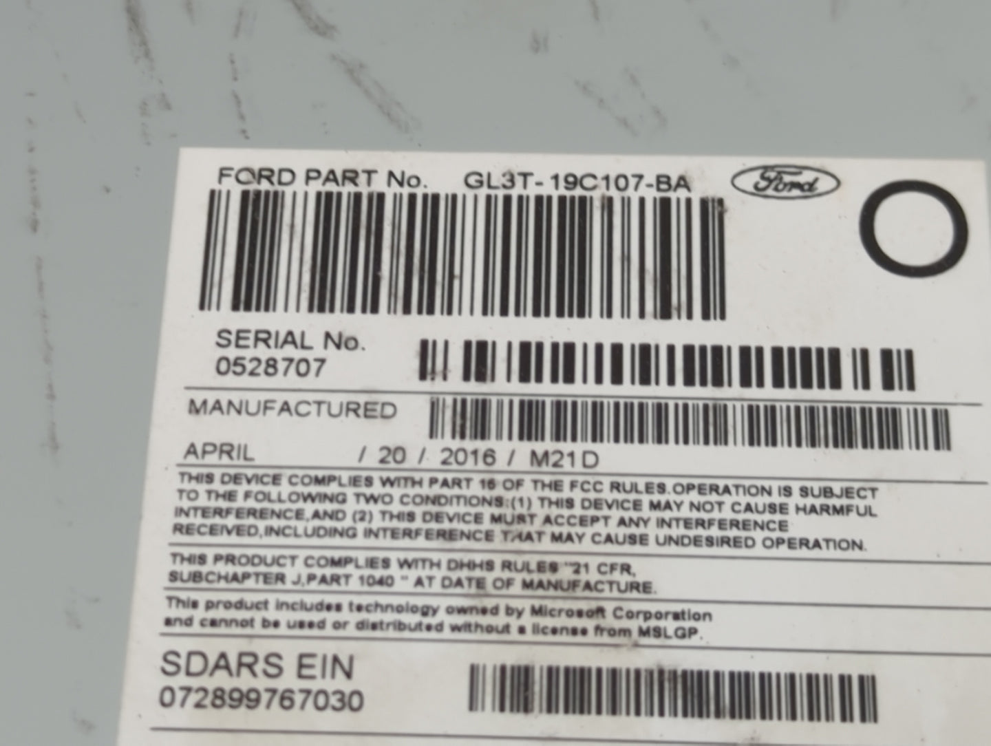 2016 Ford F150 Radio AM FM Cd Player Receiver Replacement P/N:PU-3640P-C GL3T-19C107-BA Fits OEM Used Auto Parts - Oemusedau