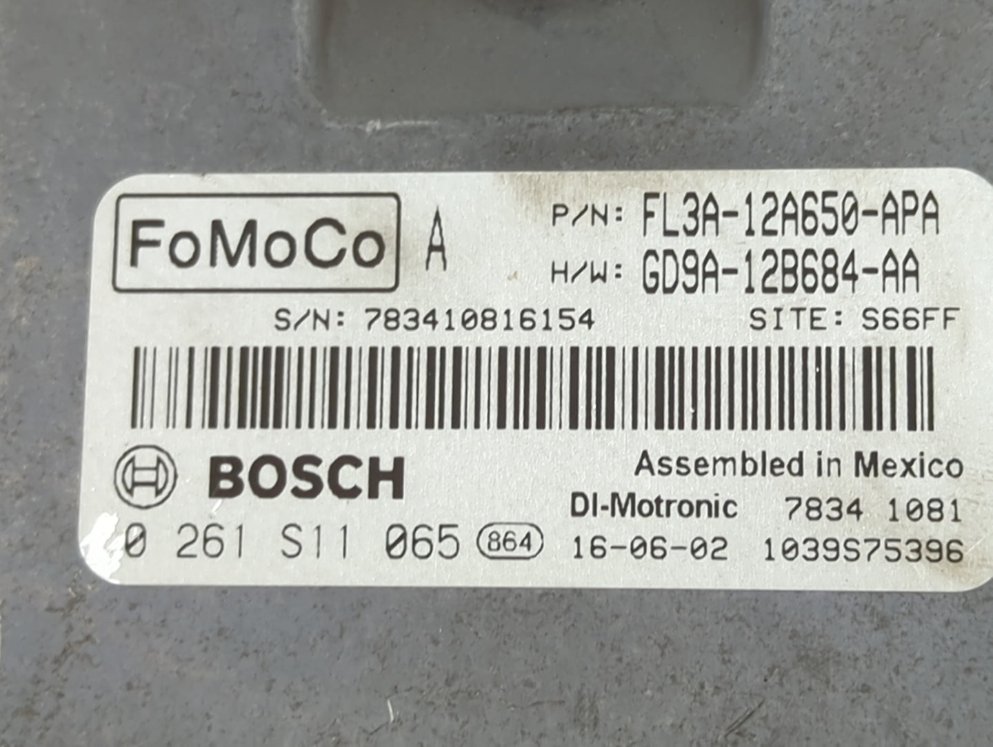 2016 Ford F150 PCM Engine Control Computer ECU ECM PCU OEM P/N:FL3A-12A650-APA GD9A-12B684-AA, 0261S11065 Fits Fits 1995 OEM
