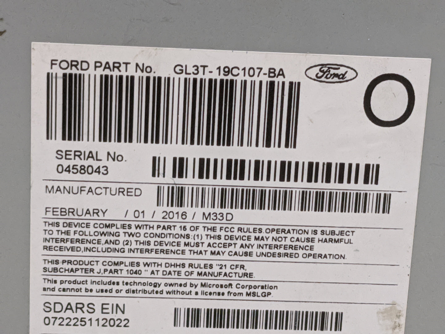 2016 Ford F150 Radio AM FM Cd Player Receiver Replacement P/N:PU-3640P-C GL3T-19C107-BA, 276-1532-81 Fits OEM Used Auto Part