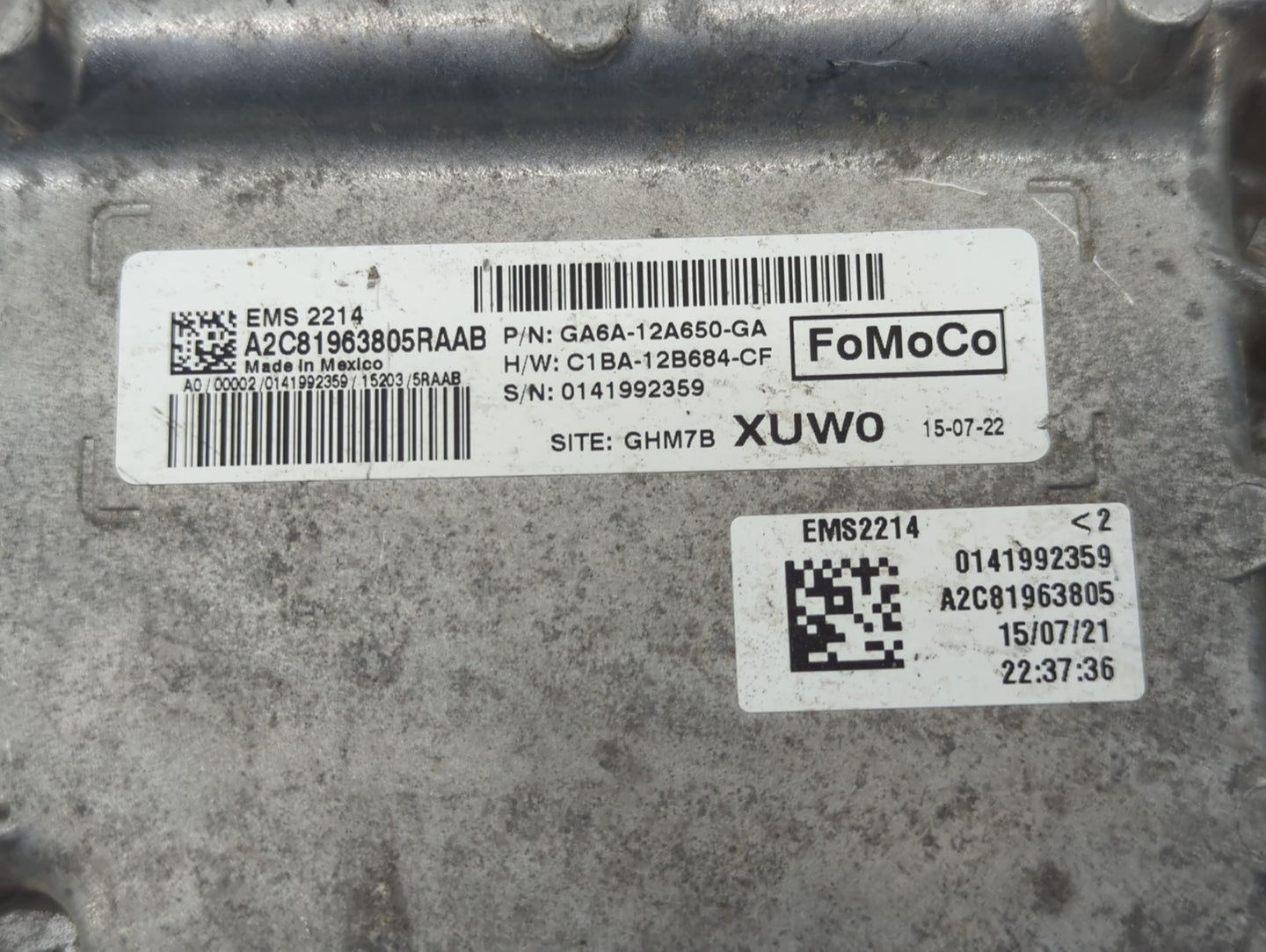 2016-2017 Ford Fiesta PCM Engine Control Computer ECU ECM PCU OEM P/N:C1BA-12B684-CF GA6A-12A650-GA Fits Fits 2016 2017 OEM 