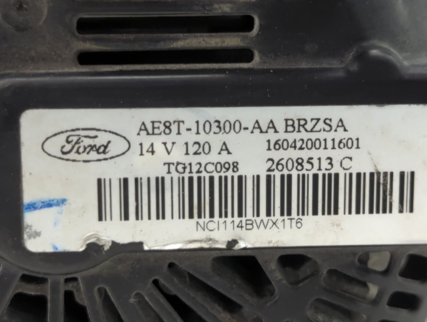 2011-2019 Ford Fiesta Alternator Replacement Generator Charging Assembly Engine OEM P/N:AE8T-10300-AA Fits OEM Used Auto Par
