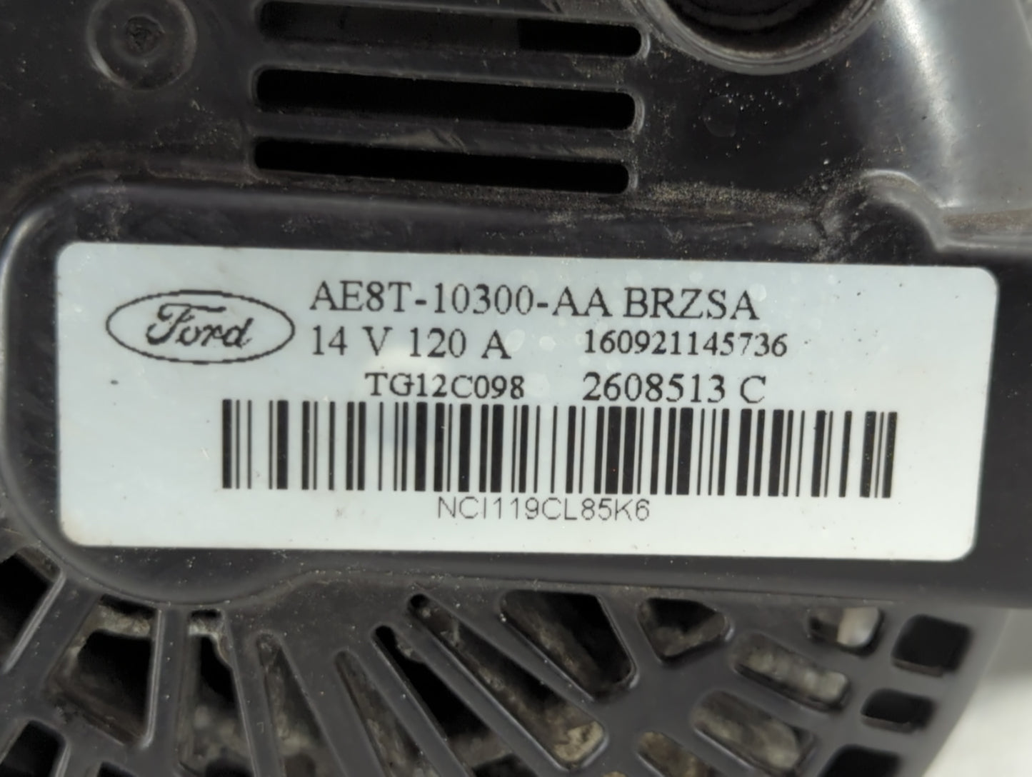 2011-2019 Ford Fiesta Alternator Replacement Generator Charging Assembly Engine OEM P/N:2608513 C AE8T-10300-AA Fits OEM Use