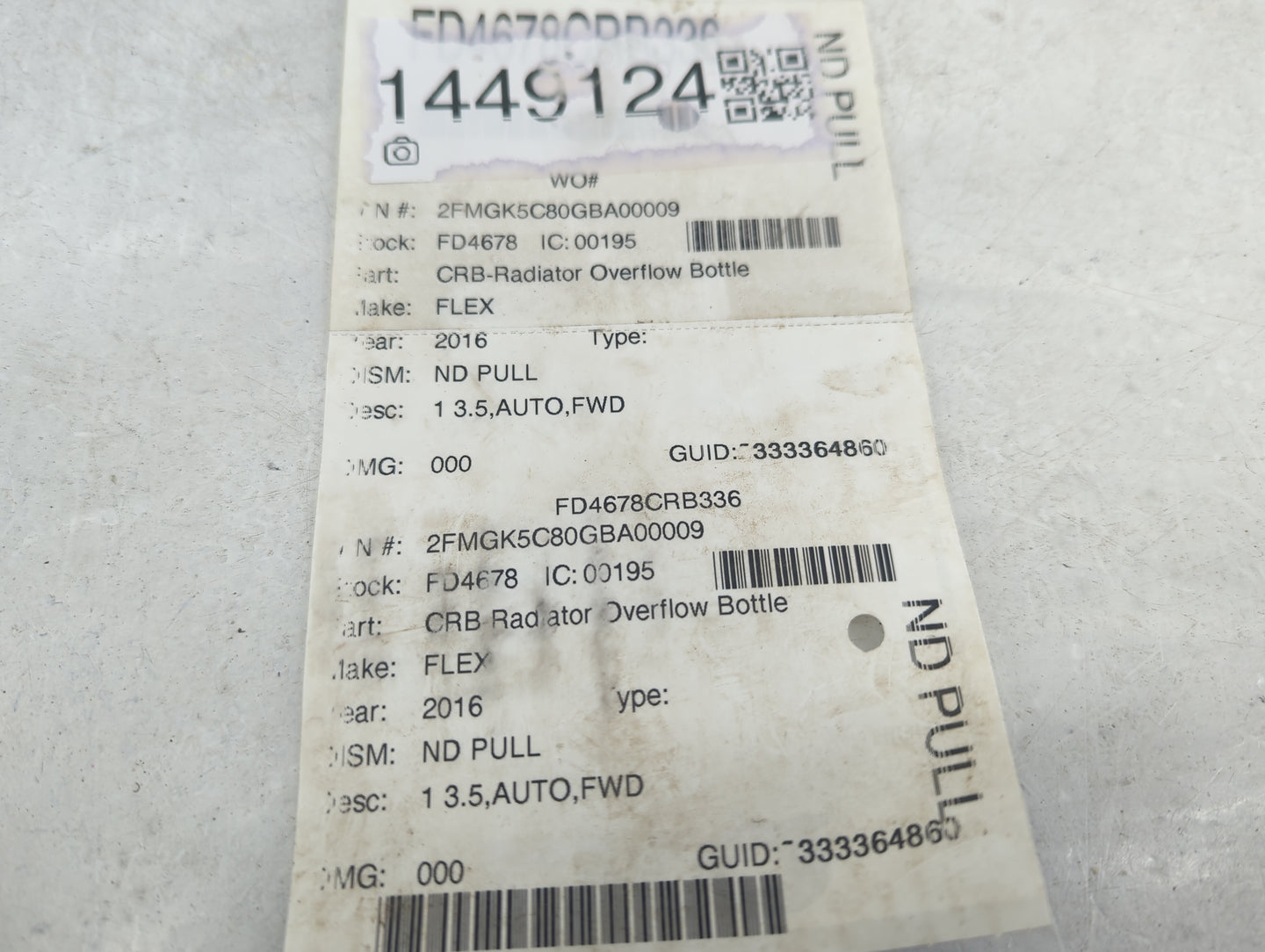 2009-2019 Ford Flex Radiator Coolant Overflow Expansion Tank Bottle - Oemusedautoparts1.com