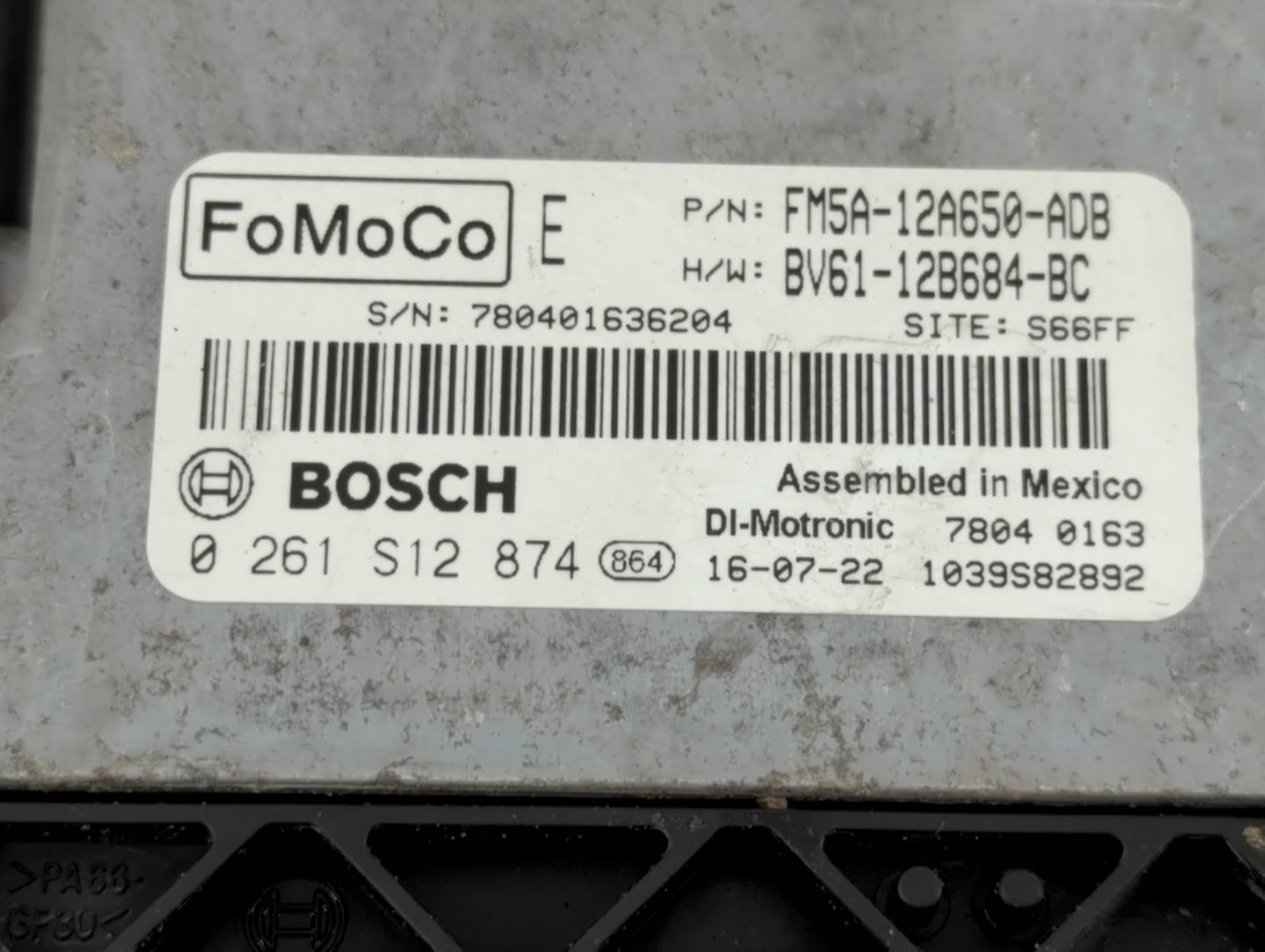 2013-2018 Ford Focus PCM Engine Control Computer ECU ECM PCU OEM P/N:0 261 S12 874 FM5A-12A650-ADB Fits OEM Used Auto Parts 