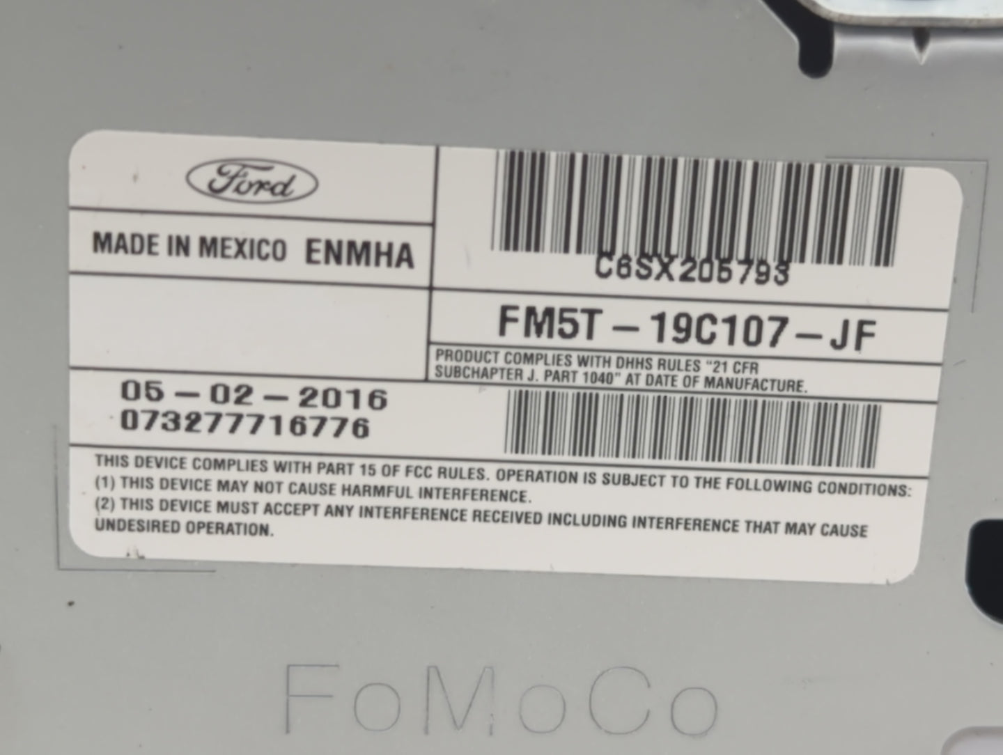 2016 Ford Focus Radio AM FM Cd Player Receiver Replacement P/N:FM5T-19C107-JF Fits OEM Used Auto Parts - Oemusedautoparts1.c
