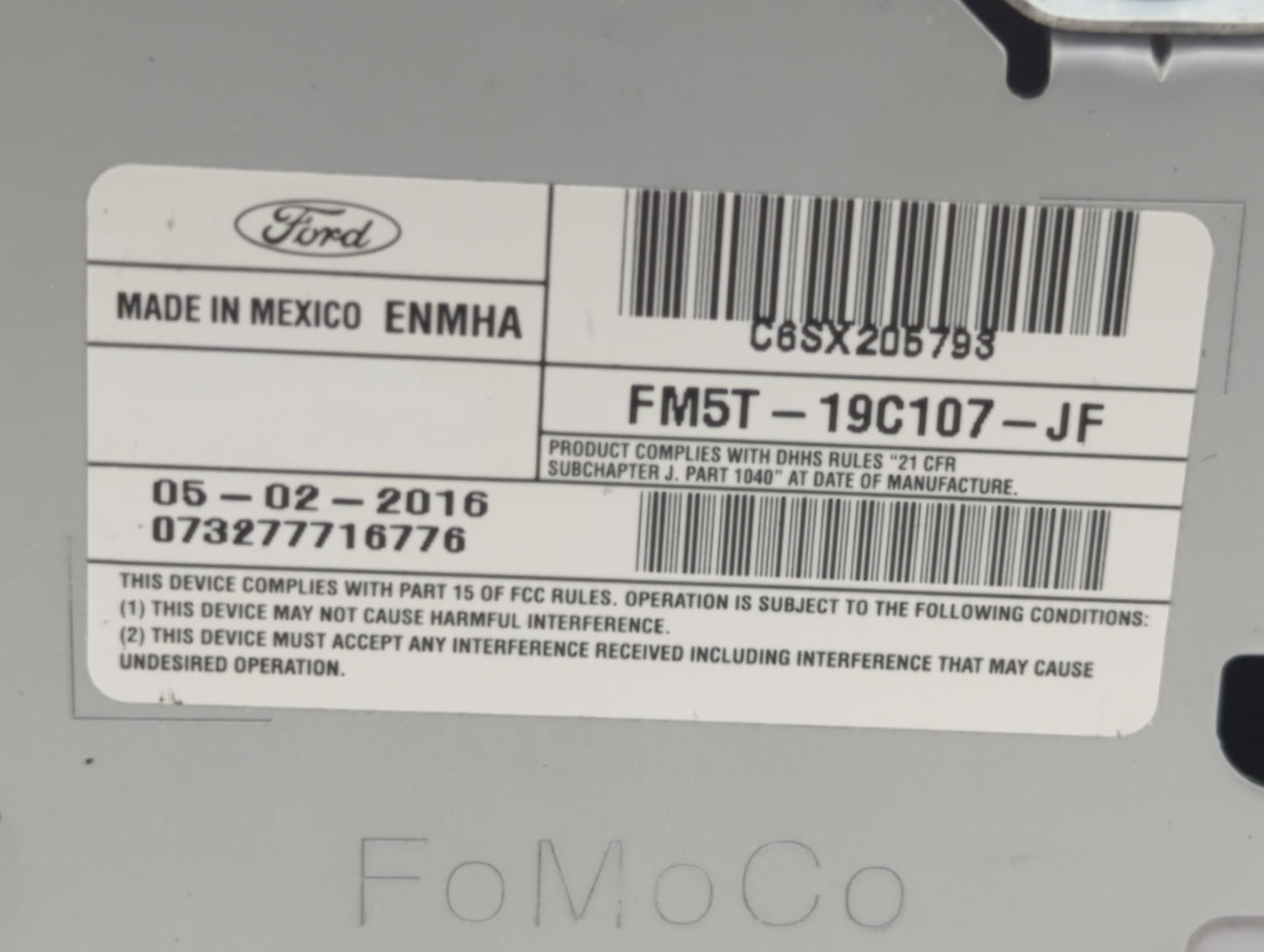 2016 Ford Focus Radio AM FM Cd Player Receiver Replacement P/N:FM5T-19C107-JF Fits OEM Used Auto Parts - Oemusedautoparts1.c
