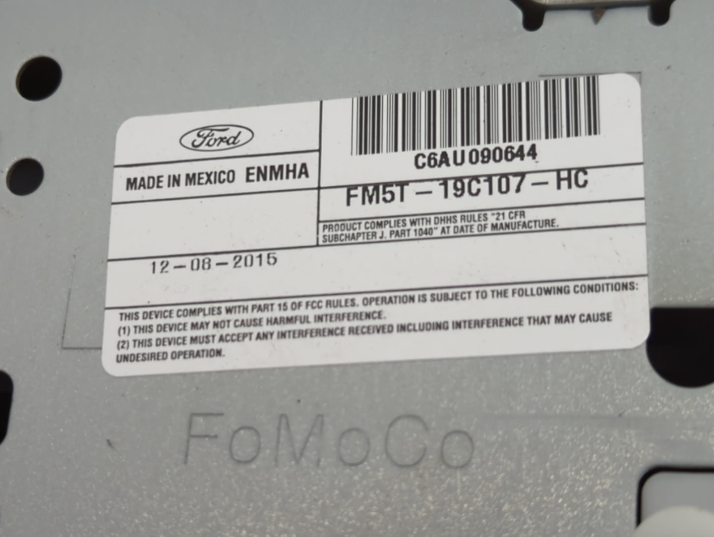 2015-2016 Ford Focus Radio AM FM Cd Player Receiver Replacement P/N:FM5T-19C107-HC Fits Fits 2015 2016 OEM Used Auto Parts -