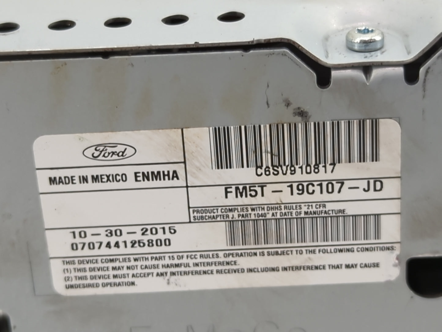 2016 Ford Focus Radio AM FM Cd Player Receiver Replacement P/N:FM5T-19C107-JD Fits OEM Used Auto Parts - Oemusedautoparts1.c