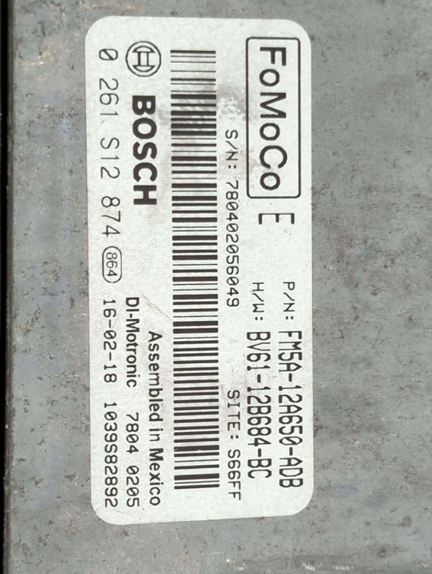 2013-2018 Ford Focus PCM Engine Control Computer ECU ECM PCU OEM P/N:FM5A-12A650-ADB BV61-12B684-BC Fits OEM Used Auto Parts