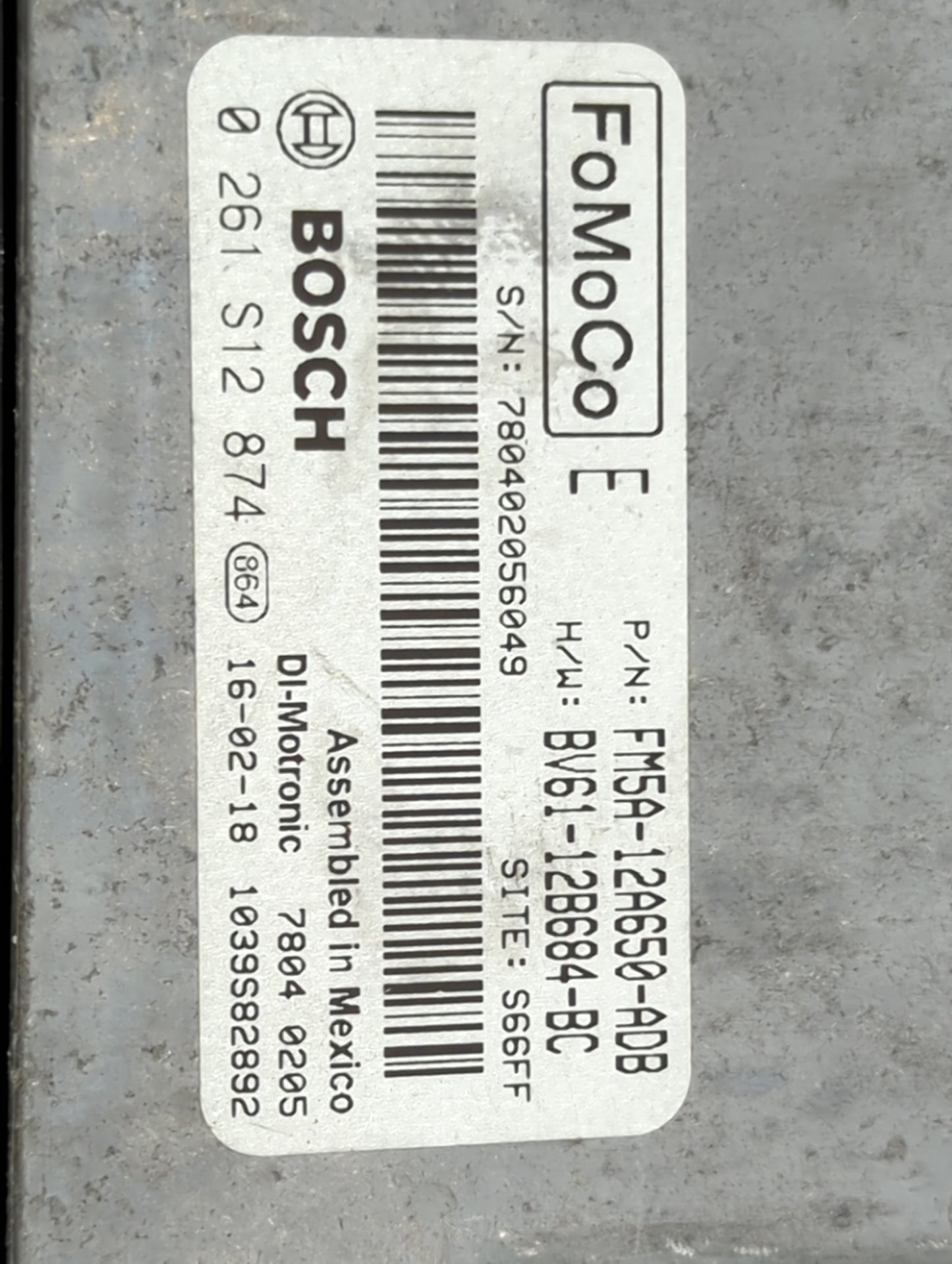 2013-2018 Ford Focus PCM Engine Control Computer ECU ECM PCU OEM P/N:FM5A-12A650-ADB BV61-12B684-BC Fits OEM Used Auto Parts