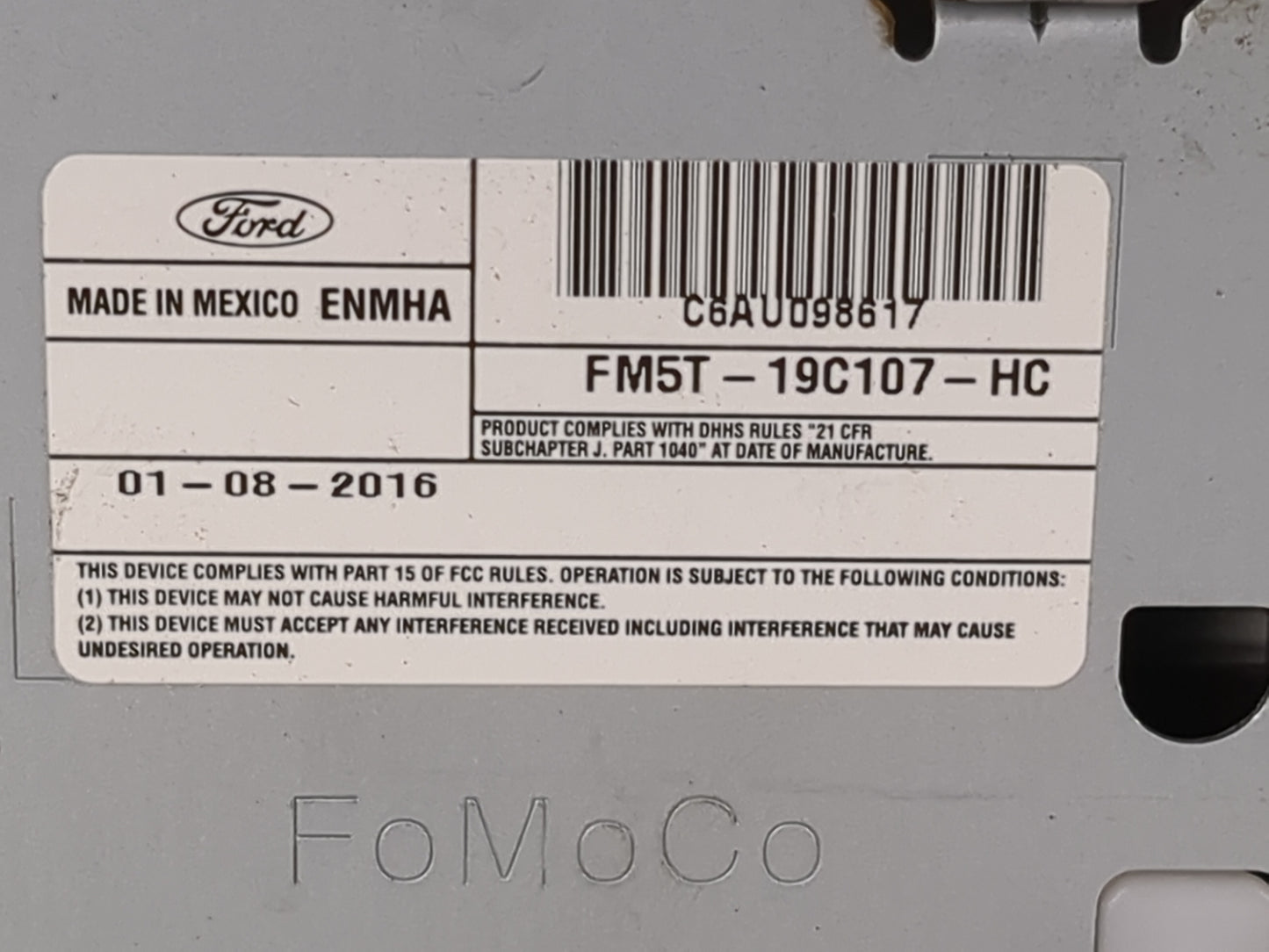 2015-2016 Ford Focus Radio AM FM Cd Player Receiver Replacement P/N:FM5T-19C107-HC Fits Fits 2015 2016 OEM Used Auto Parts -