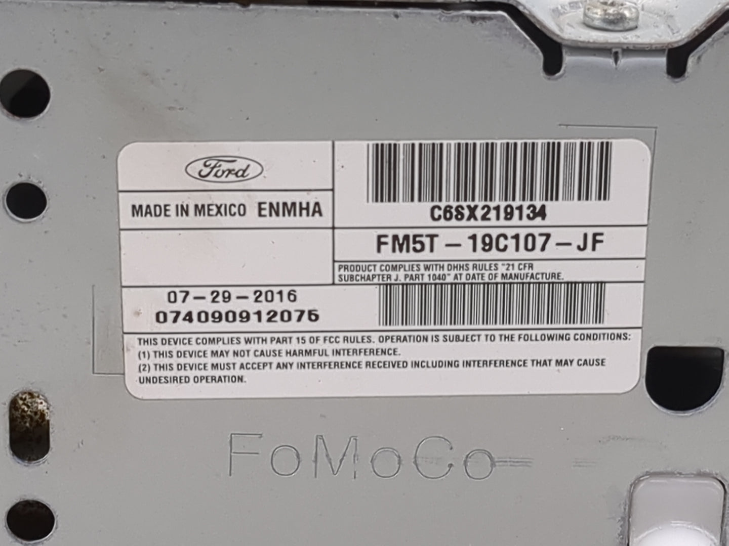 2016 Ford Focus Radio AM FM Cd Player Receiver Replacement P/N:FM5T-19C107-JF C6SX219134 Fits OEM Used Auto Parts - Oemuseda