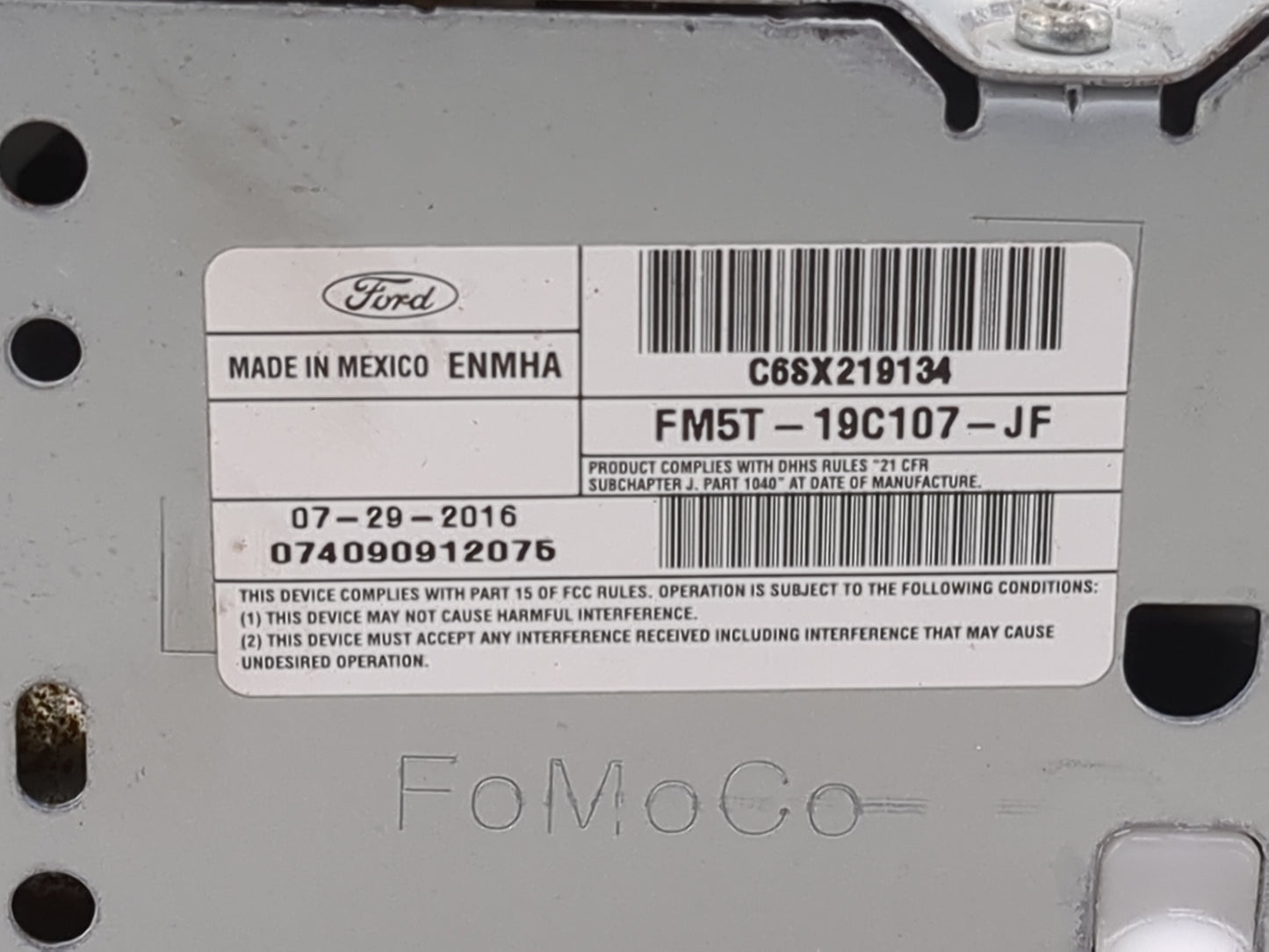 2016 Ford Focus Radio AM FM Cd Player Receiver Replacement P/N:FM5T-19C107-JF C6SX219134 Fits OEM Used Auto Parts - Oemuseda
