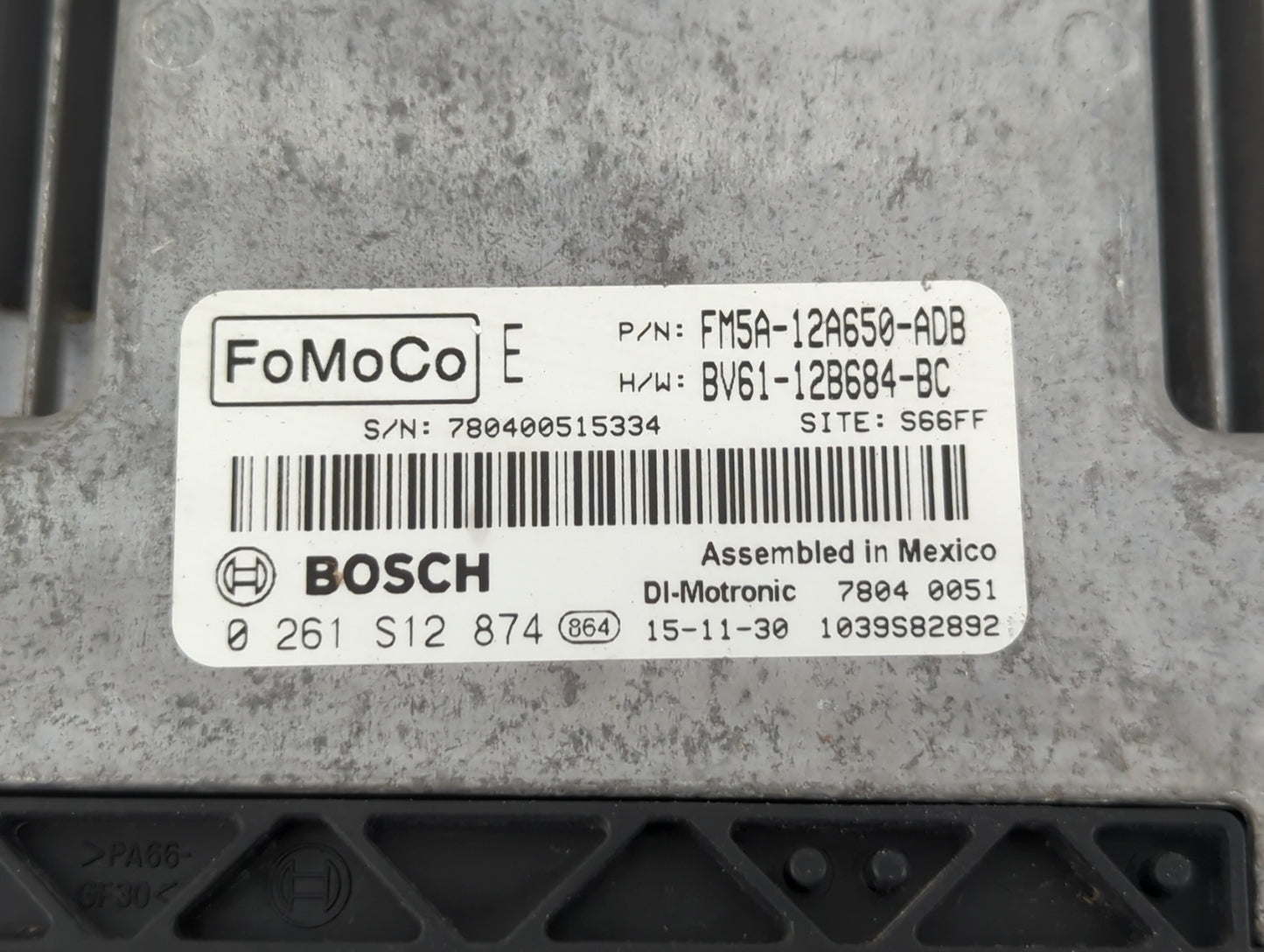 2013-2018 Ford Focus PCM Engine Control Computer ECU ECM PCU OEM P/N:FM5A-12A650-ADB 0 261 S12 874 Fits OEM Used Auto Parts 