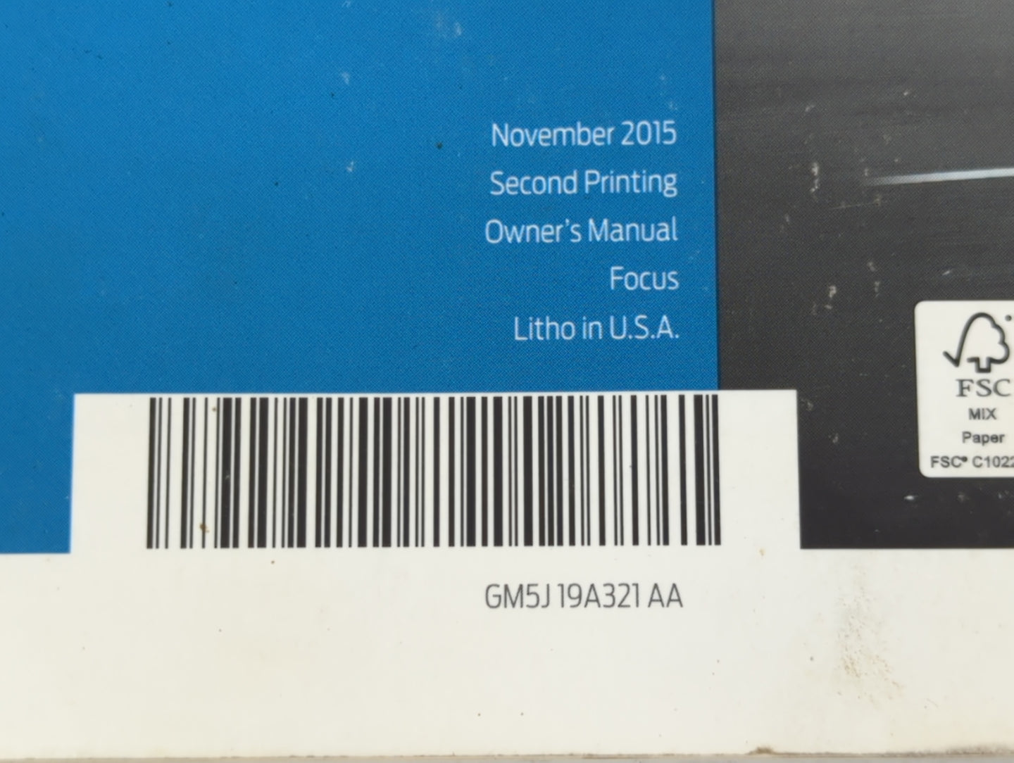 2016 Ford Focus Owners Manual Book Guide P/N:GM5J 19A321 AA OEM Used Auto Parts - Oemusedautoparts1.com