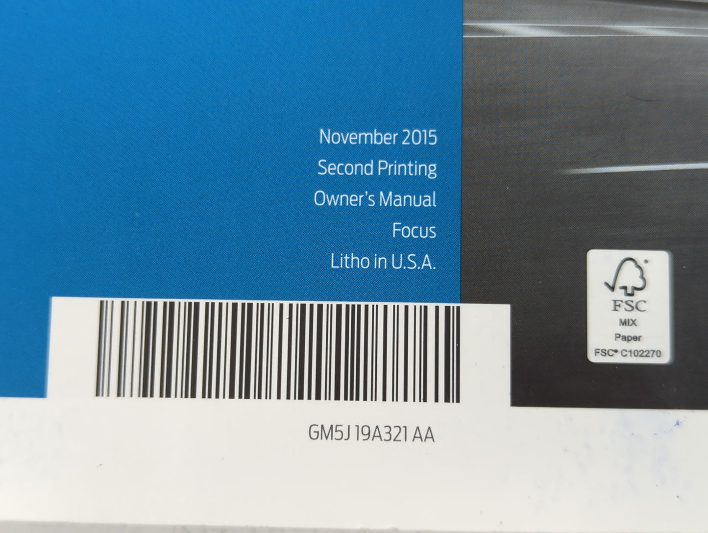 2016 Ford Focus Owners Manual Book Guide P/N:GM5J 19A321 AA OEM Used Auto Parts - Oemusedautoparts1.com