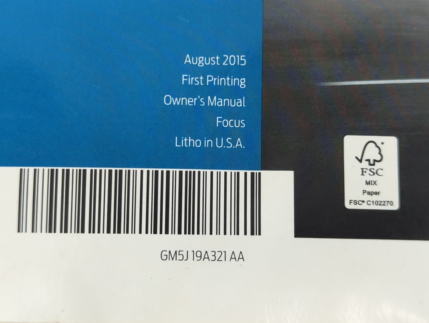 2016 Ford Focus Owners Manual Book Guide P/N:GM5J19A321AA OEM Used Auto Parts - Oemusedautoparts1.com