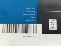2016 Ford Focus Owners Manual Book Guide P/N:GM5J19A321AA OEM Used Auto Parts - Oemusedautoparts1.com