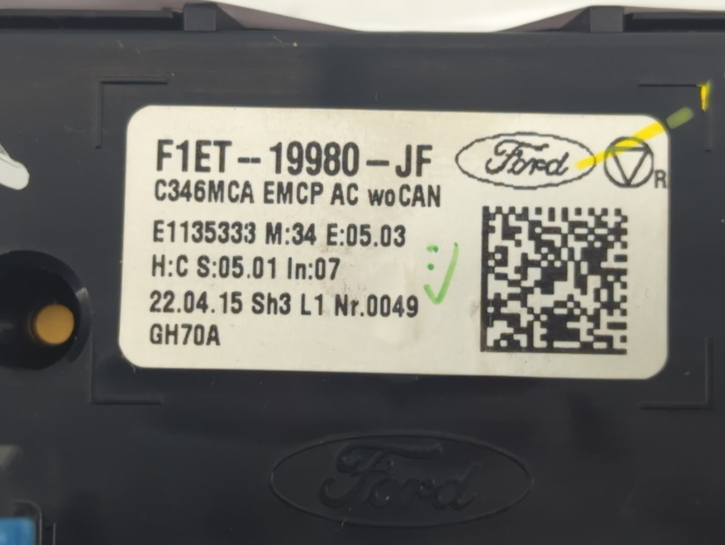 2015-2018 Ford Focus Climate Control Module Temperature AC/Heater Replacement P/N:F1ET-19980-JF Fits Fits 2015 2016 2017 201