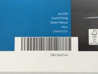 2016 Ford Focus Owners Manual Book Guide OEM Used Auto Parts - Oemusedautoparts1.com