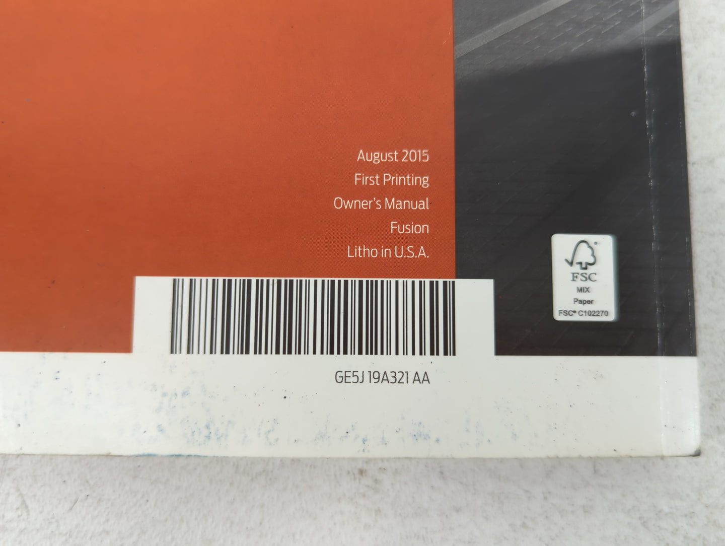 2016 Ford Fusion Owners Manual Book Guide P/N:GE5J 19A321 AA OEM Used Auto Parts - Oemusedautoparts1.com
