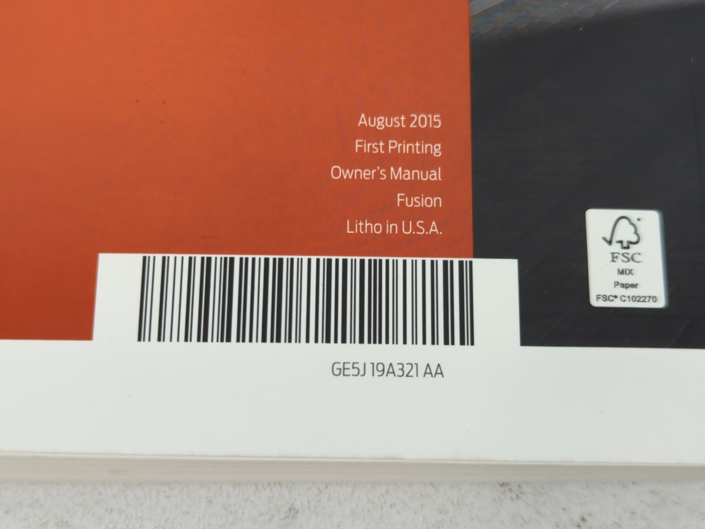 2016 Ford Fusion Owners Manual Book Guide P/N:GE5J 19A321 AA OEM Used Auto Parts - Oemusedautoparts1.com