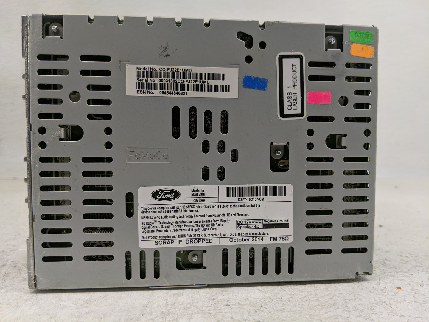2015-2016 Ford Fusion Radio AM FM Cd Player Receiver Replacement P/N:DS7T-19C107-CM Fits Fits 2015 2016 OEM Used Auto Parts 