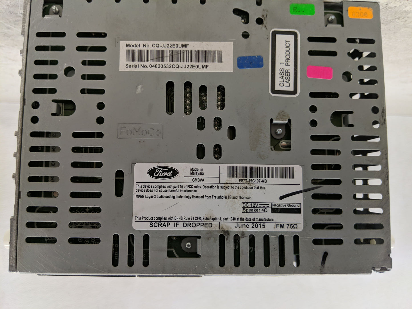 2015-2016 Ford Fusion Radio AM FM Cd Player Receiver Replacement P/N:FS7T-19C107-AB Fits Fits 2015 2016 OEM Used Auto Parts 