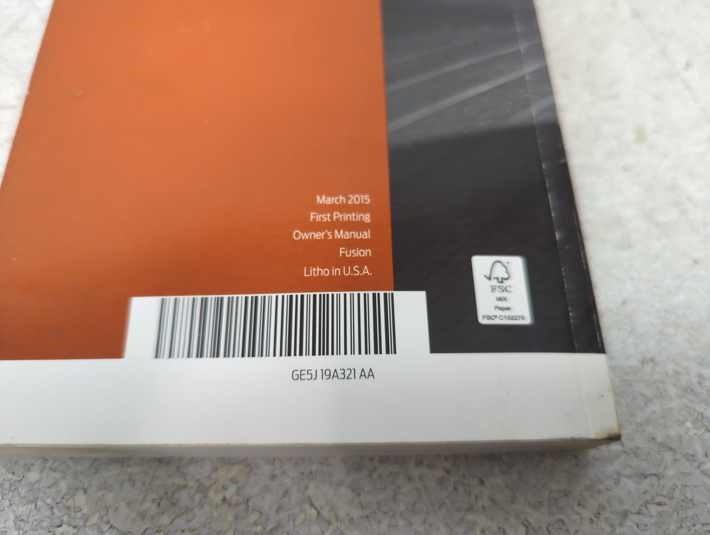 2016 Ford Fusion Owners Manual Book Guide P/N:GE5J19A321AA OEM Used Auto Parts - Oemusedautoparts1.com