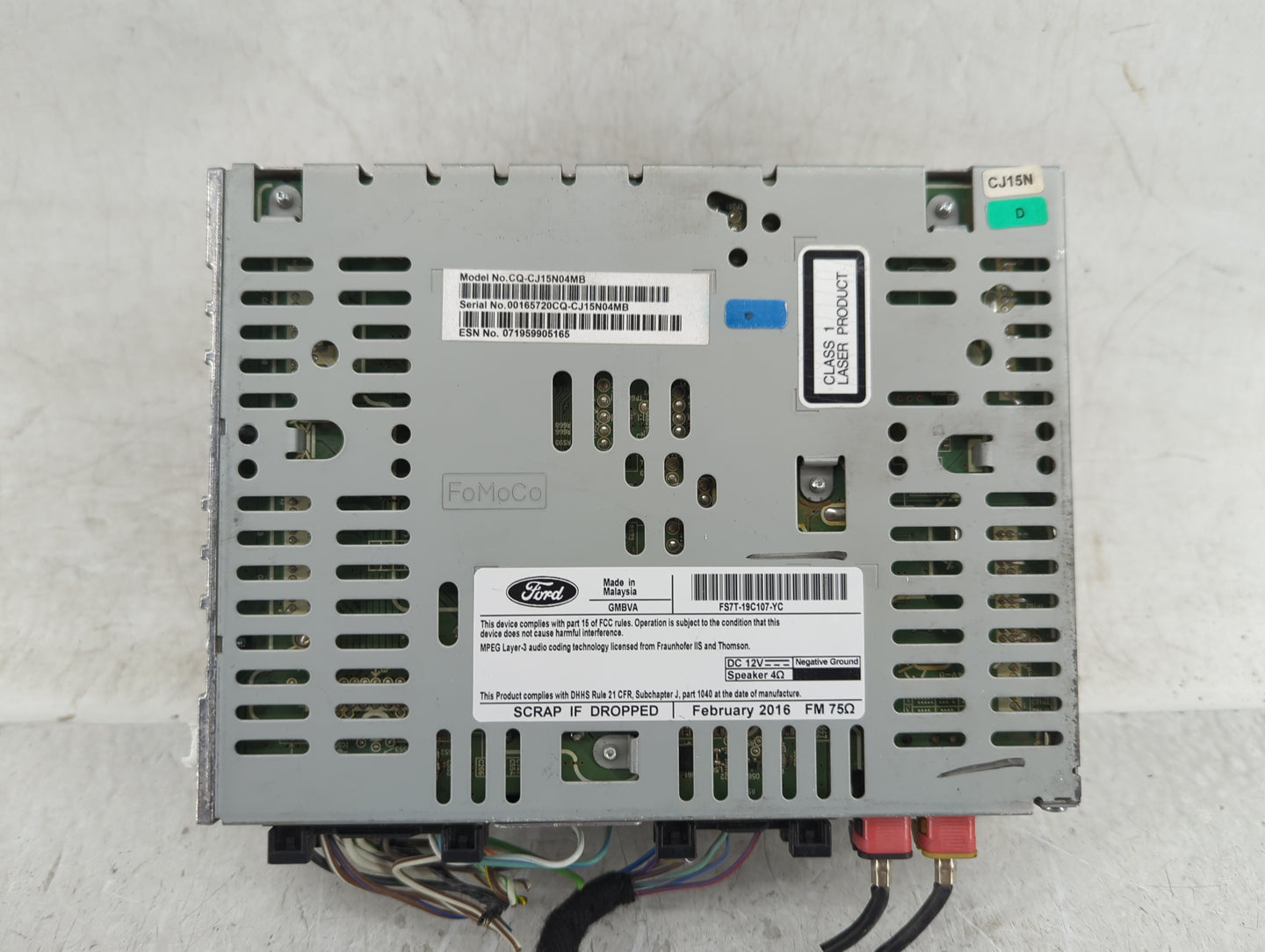 2016-2017 Ford Fusion Radio AM FM Cd Player Receiver Replacement P/N:FS7T-19C107-YC Fits Fits 2016 2017 OEM Used Auto Parts 