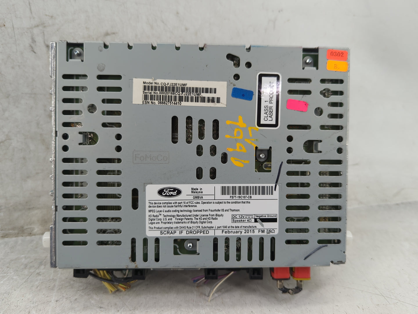 2016 Ford Fusion Radio AM FM Cd Player Receiver Replacement P/N:FS7T-19C107-CB Fits OEM Used Auto Parts - Oemusedautoparts1.