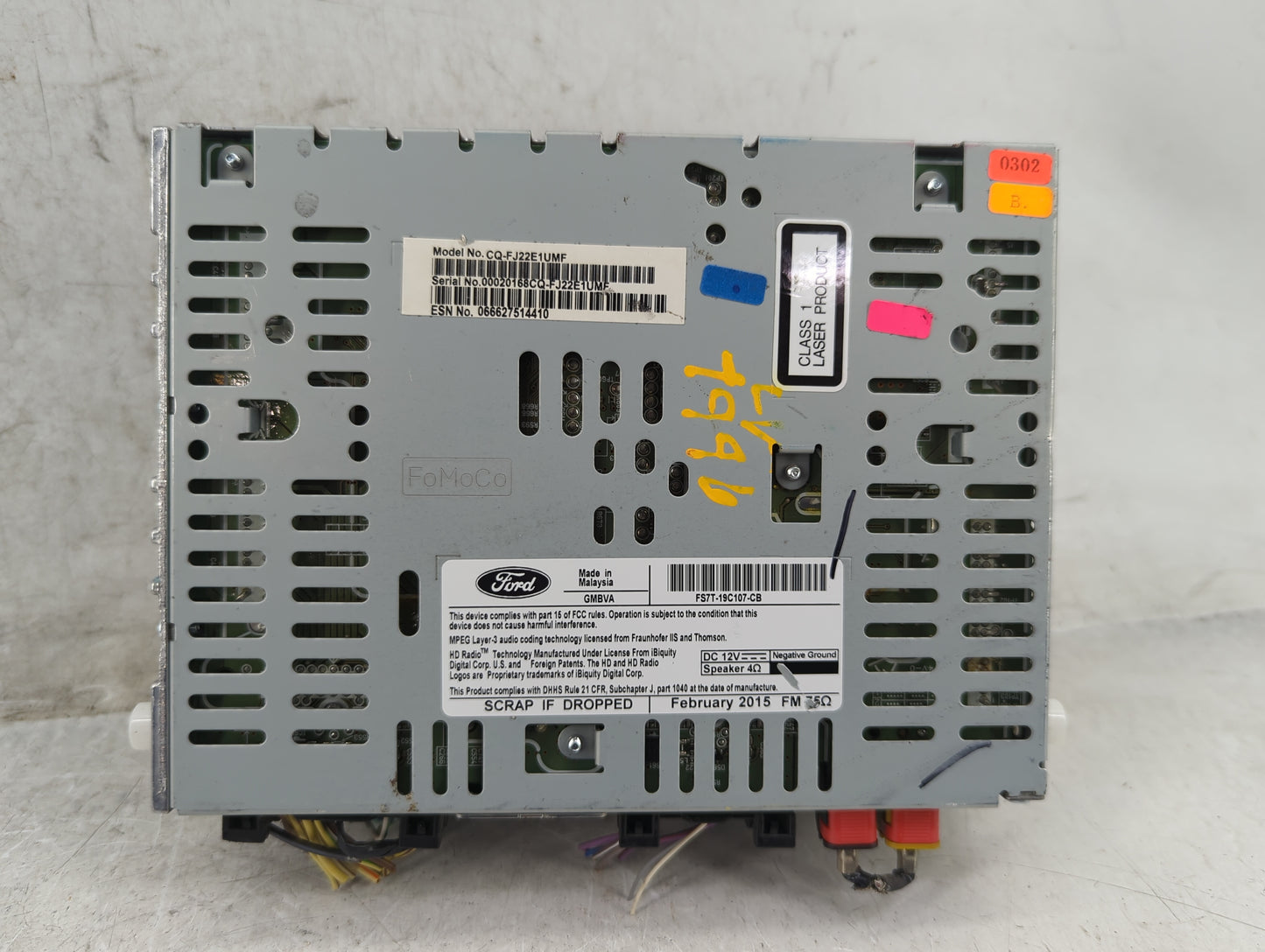 2016 Ford Fusion Radio AM FM Cd Player Receiver Replacement P/N:FS7T-19C107-CB Fits OEM Used Auto Parts - Oemusedautoparts1.