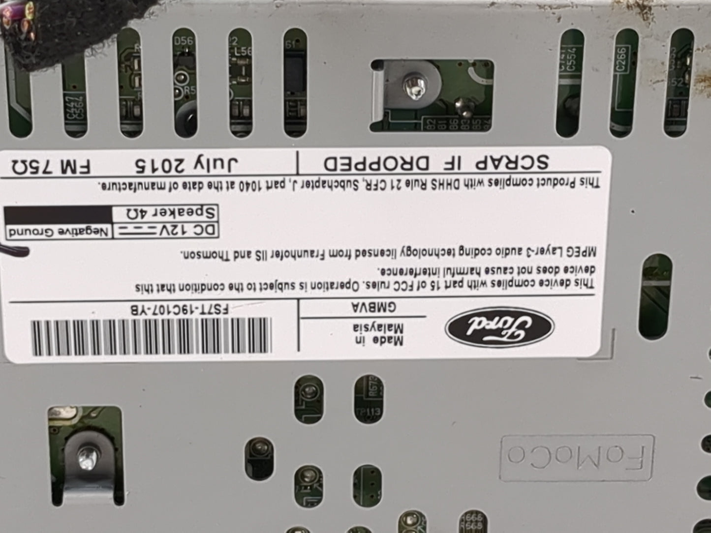 2016 Ford Fusion Radio AM FM Cd Player Receiver Replacement P/N:FS7T-19C107-YB Fits OEM Used Auto Parts - Oemusedautoparts1.