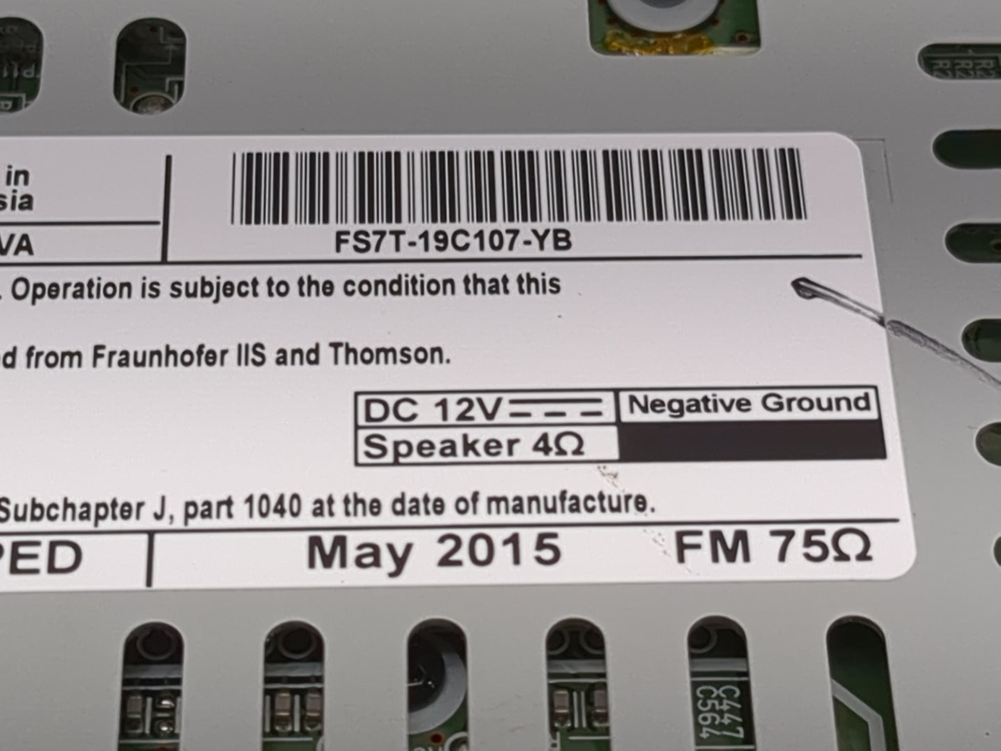 2016 Ford Fusion Radio AM FM Cd Player Receiver Replacement P/N:FS7T-19C107-YB Fits OEM Used Auto Parts - Oemusedautoparts1.