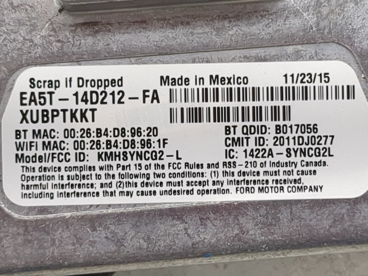 2016-2017 Ford Fusion Communication Control Module - Oemusedautoparts1.com