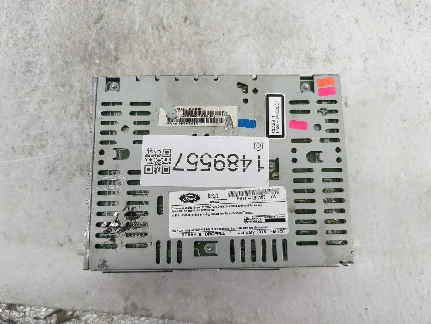 2015-2016 Ford Fusion Radio AM FM Cd Player Receiver Replacement P/N:CQ-FJ22E0UME FS7T-19C107-YA Fits Fits 2015 2016 OEM Use