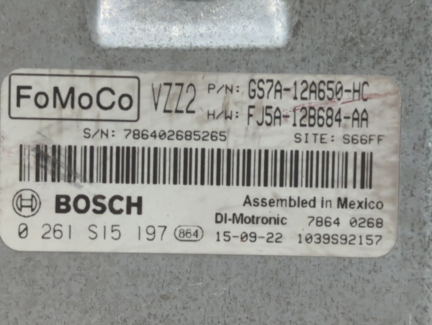 2016 Ford Fusion PCM Engine Control Computer ECU ECM PCU OEM P/N:GS7A-12A560-HC GS7A-12A560-HD, GS7A-12A650-KC Fits OEM Used