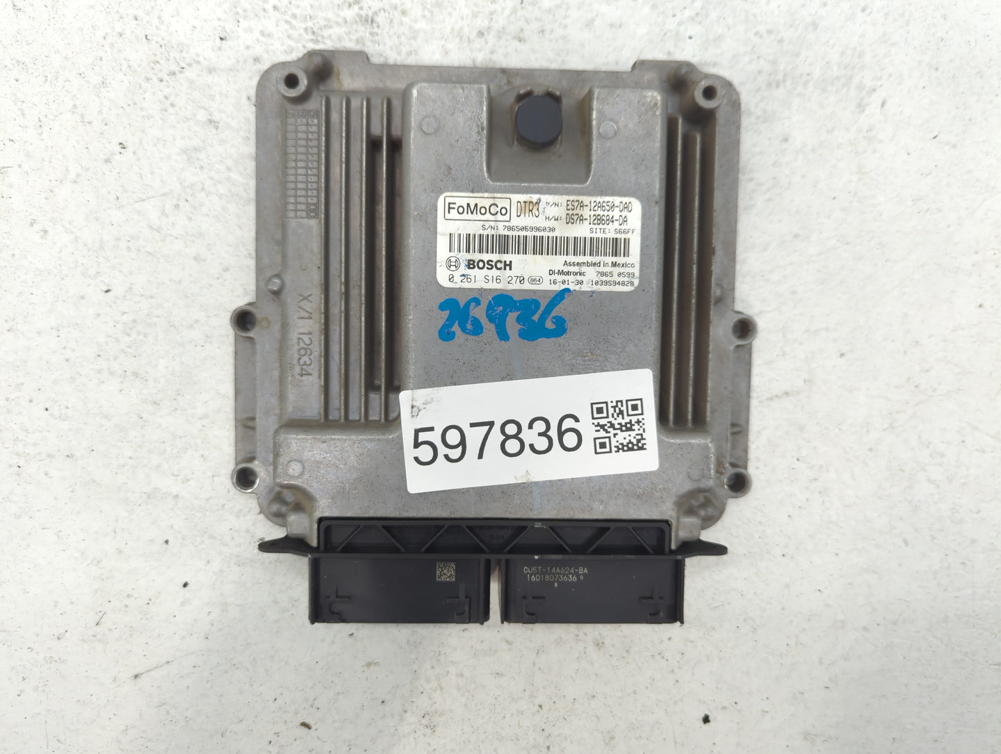 2014-2016 Ford Fusion PCM Engine Control Computer ECU ECM PCU OEM P/N:ES7A-12A650-DAD Fits Fits 2014 2015 2016 OEM Used Auto