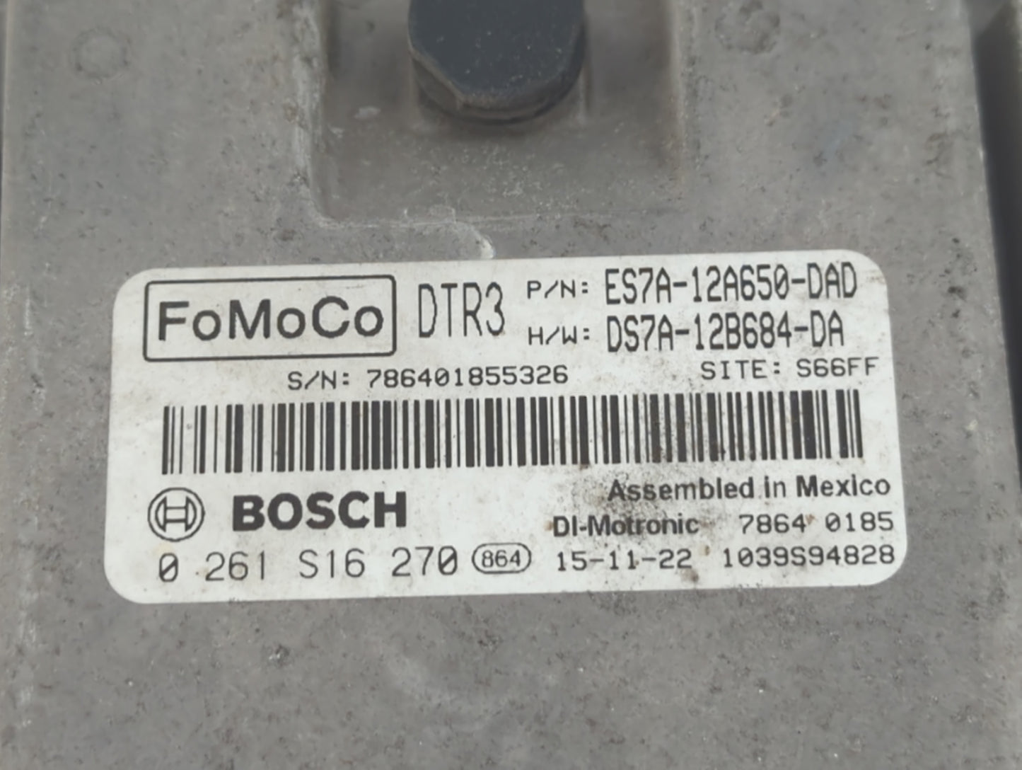 2014-2016 Ford Fusion PCM Engine Control Computer ECU ECM PCU OEM P/N:0 261 S16 270 ES7A-12A650-DA0 Fits Fits 2014 2015 2016