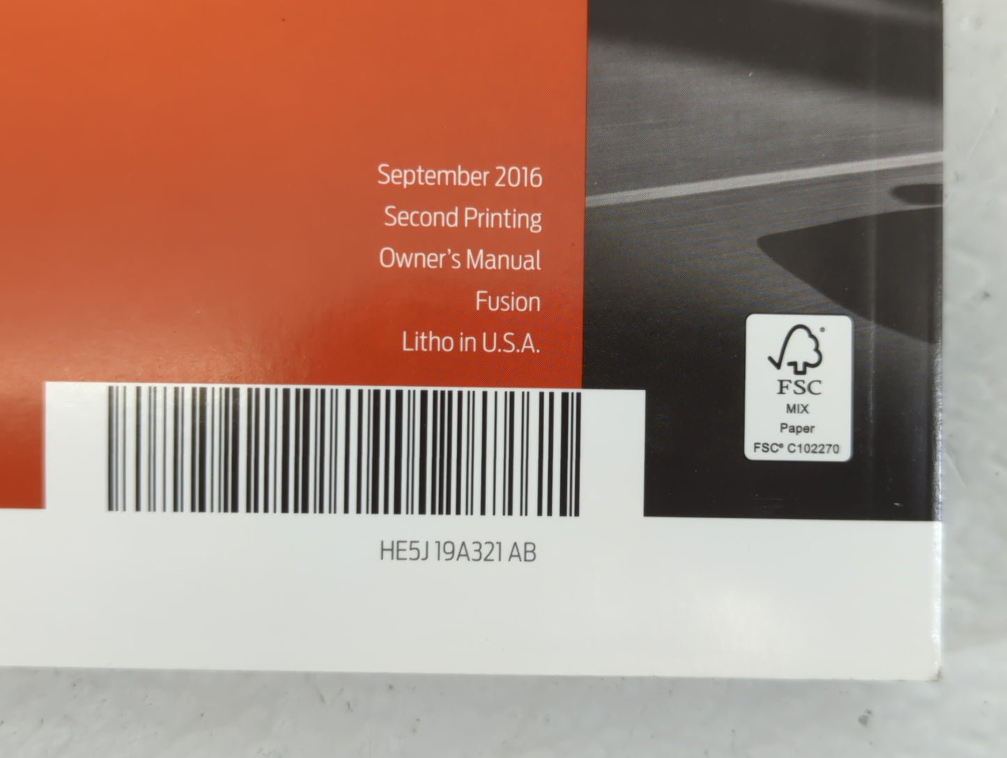 2016 Ford Fusion Owners Manual Book Guide P/N:HE5J 19A321 AB OEM Used Auto Parts - Oemusedautoparts1.com