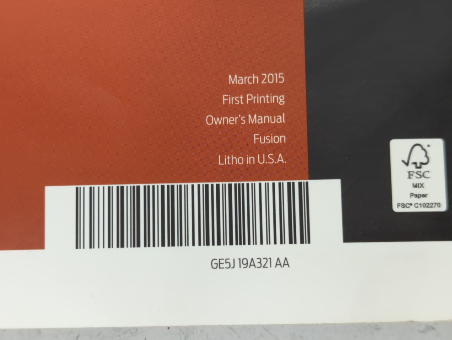 2016 Ford Fusion Owners Manual Book Guide P/N:GE5J 19A321 AA OEM Used Auto Parts - Oemusedautoparts1.com