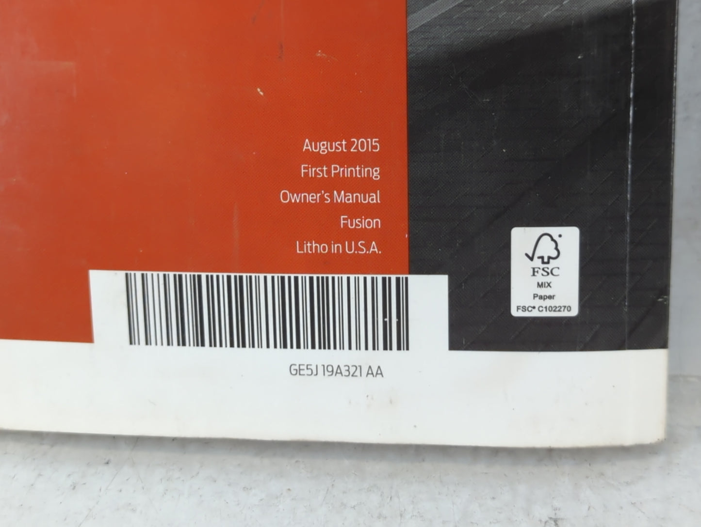 2016 Ford Fusion Owners Manual Book Guide P/N:GE5J19A321AA OEM Used Auto Parts - Oemusedautoparts1.com