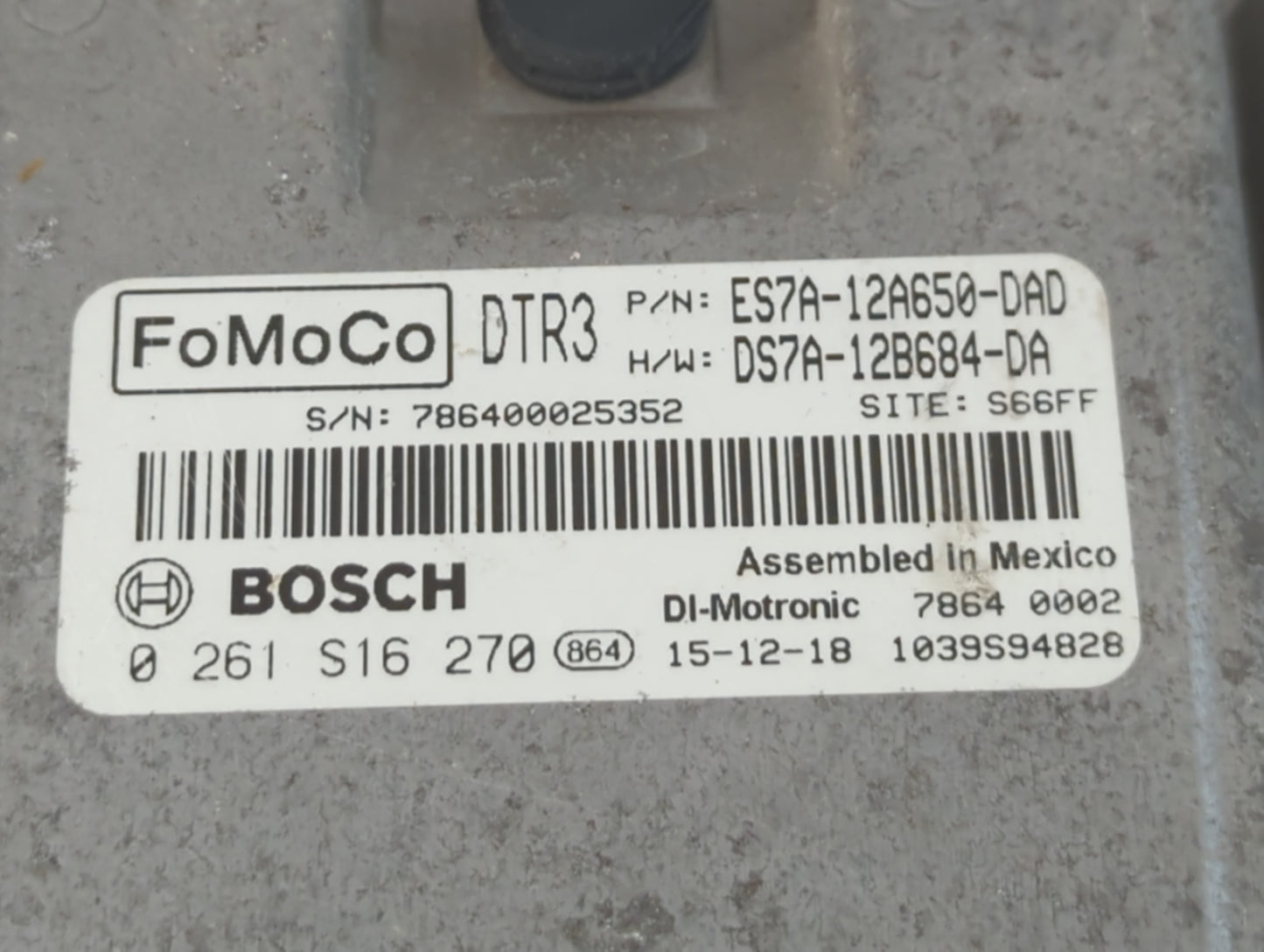 2014-2016 Ford Fusion PCM Engine Control Computer ECU ECM PCU OEM P/N:ES7A-12A650-DAD Fits Fits 2014 2015 2016 OEM Used Auto