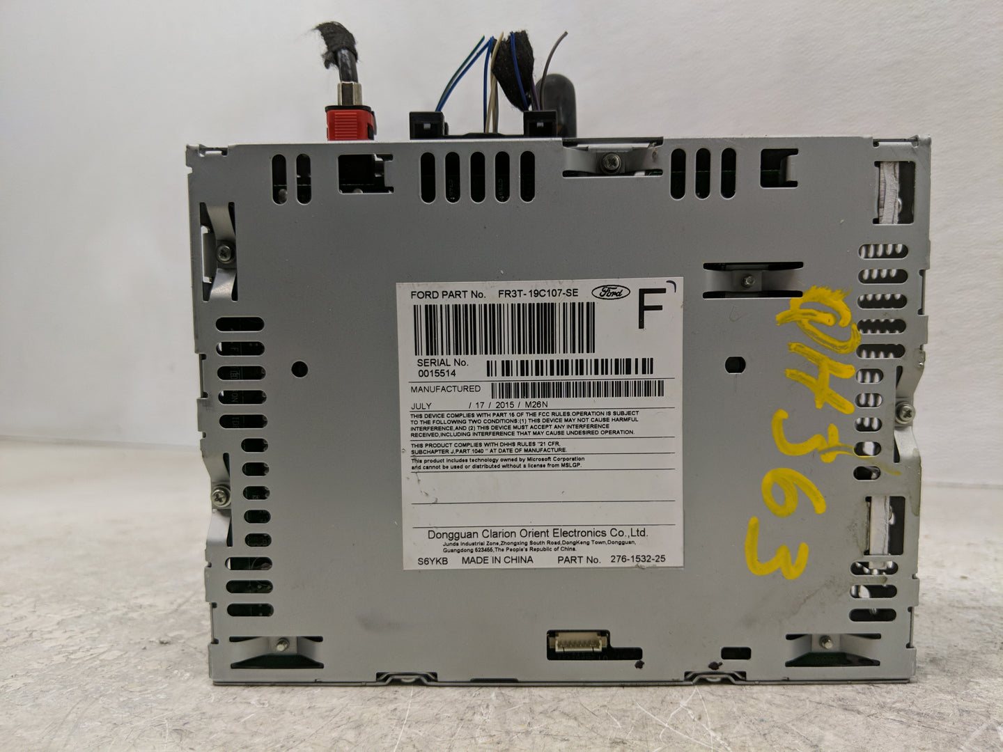 2015-2016 Ford Mustang Radio AM FM Cd Player Receiver Replacement P/N:FR3T-19C107-SE Fits Fits 2015 2016 OEM Used Auto Parts