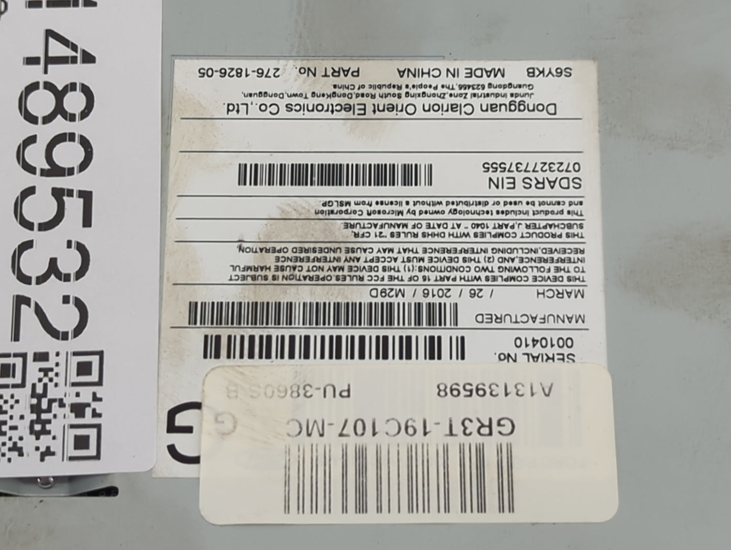 2016 Ford Mustang Radio AM FM Cd Player Receiver Replacement P/N:PU-3860S-B GR3T-19C107-MC, 276-1826-05, A13139598 Fits OEM 